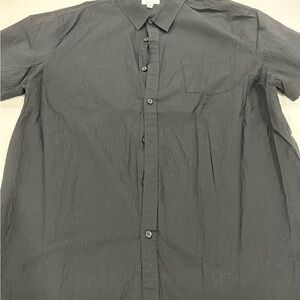 Calvin Klein Men’s XXL Black Seersucker Short-Sleeve Button-Down Shirt